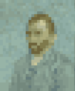 Autoretrat, de Vincent van Gogh, en píxels