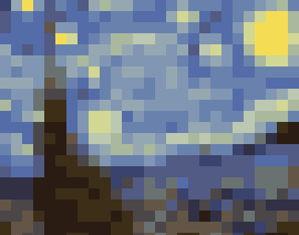 La nit estelada, de Vincent van Gogh, en píxels
